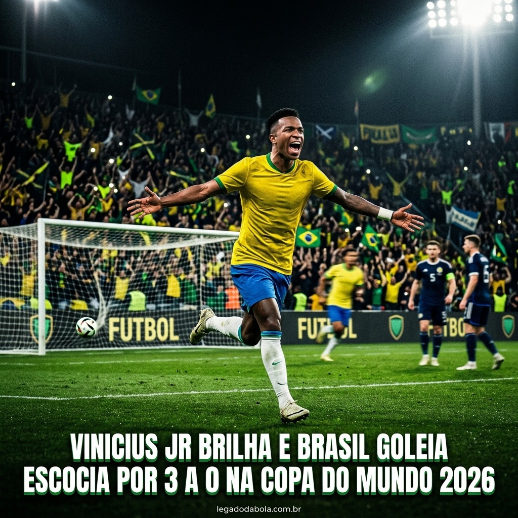 Vinicius Jr brilha e Brasil goleia Escocia por 3 a 0 na Copa do Mundo 2026