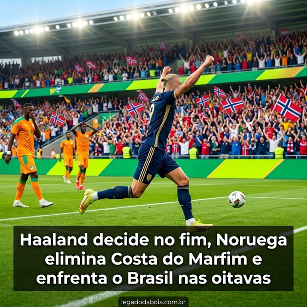Haaland decide no fim, Noruega elimina Costa do Marfim e enfrenta o Brasil nas oitavas