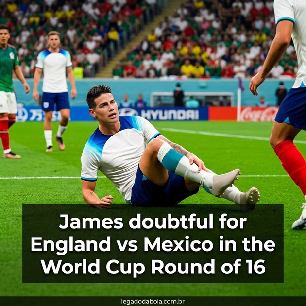 James em duvida para Inglaterra x Mexico nas oitavas da Copa do Mundo