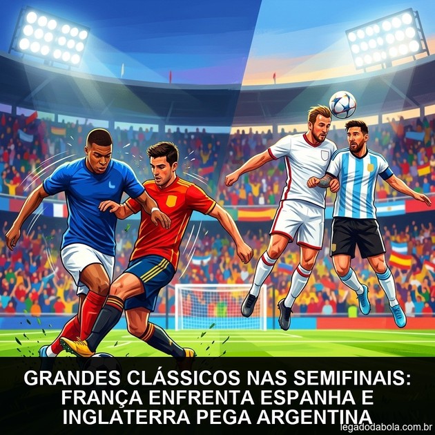 Grandes clássicos nas semifinais: França enfrenta Espanha e Inglaterra pega Argentina