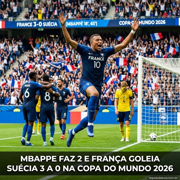 Mbappe faz 2 e França goleia Suécia 3 a 0 na Copa do Mundo 2026