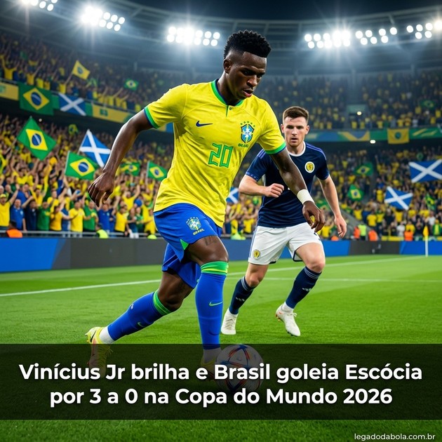 Vinícius Jr brilha e Brasil goleia Escócia por 3 a 0 na Copa do Mundo 2026