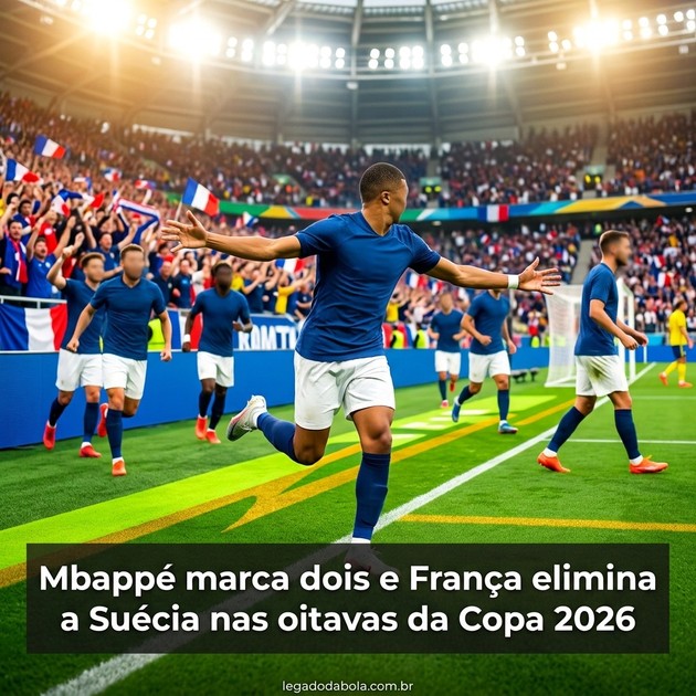 Mbappé marca dois e França elimina a Suécia nas oitavas da Copa 2026