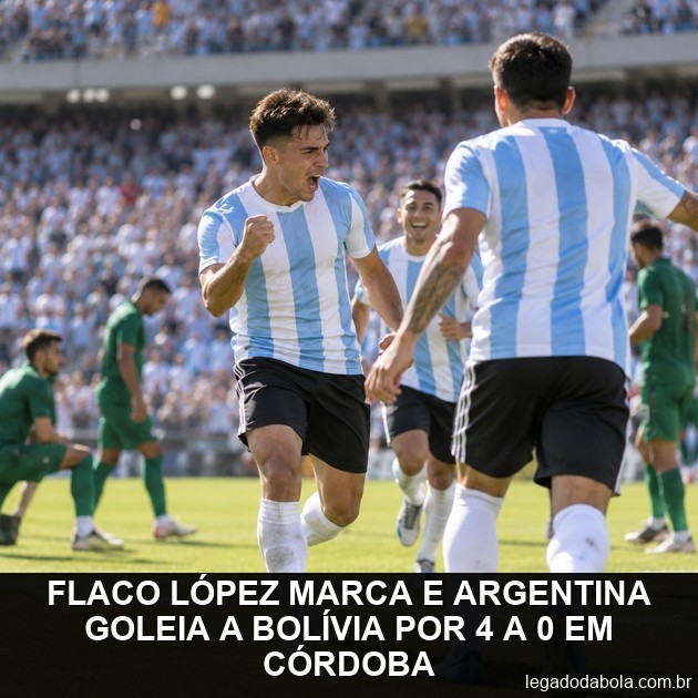 Flaco López marca e Argentina goleia a Bolívia por 4 a 0 em Córdoba