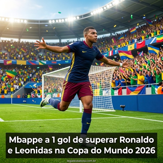 Mbappe a 1 gol de superar Ronaldo e Leonidas na Copa do Mundo 2026